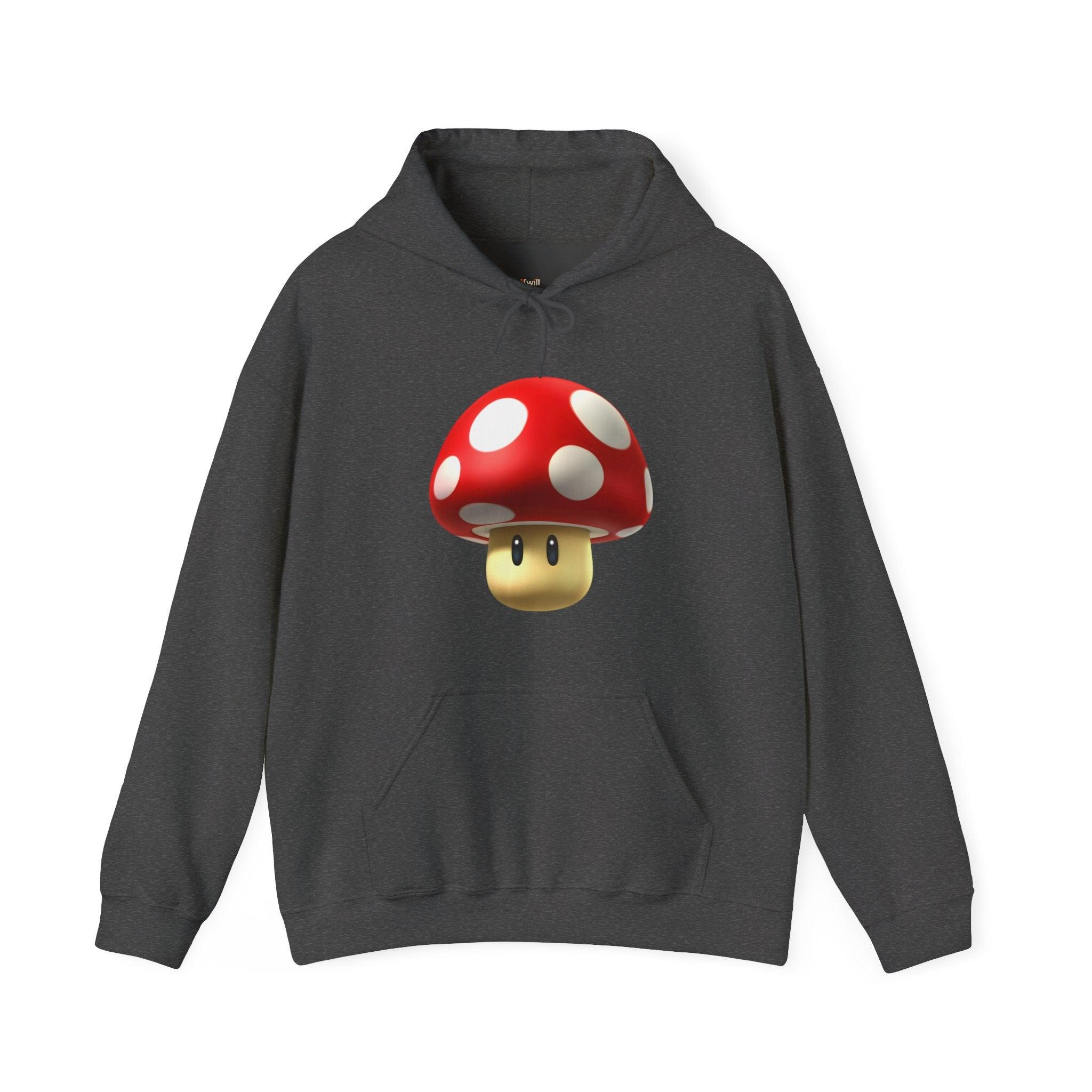 Mario Power-Up Mushroom Hoodie | Dark Heather Twill Tees